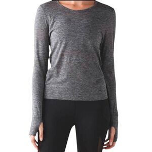 LULULEMON ATHLETICA Breeze By Long Sleeve II In Heathered Black Size 6